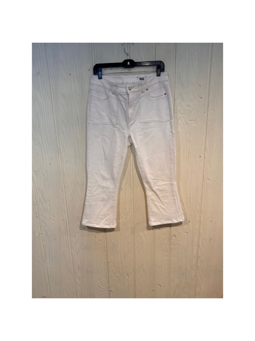 Paige White Denim Crop Flare Jeans Size 26